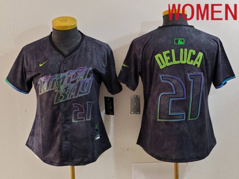 Women Tampa Bay Rays #21 Deluca Black City Edition Nike 2024 MLB Jersey style 4